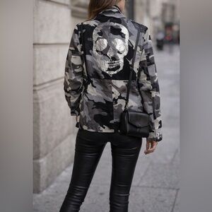 Zadig & Voltaire Kola Camo Skull Military Utility Jacket NWT Size M
